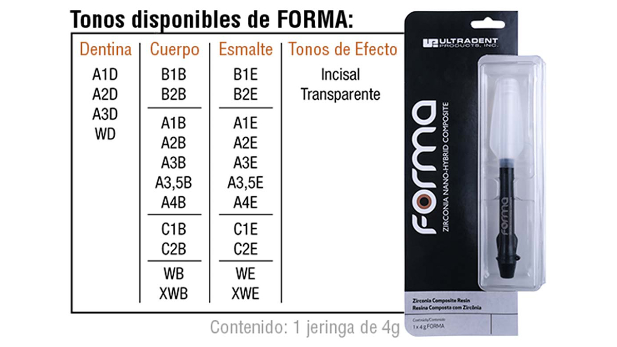 resina forma ultradent ecuador tonos